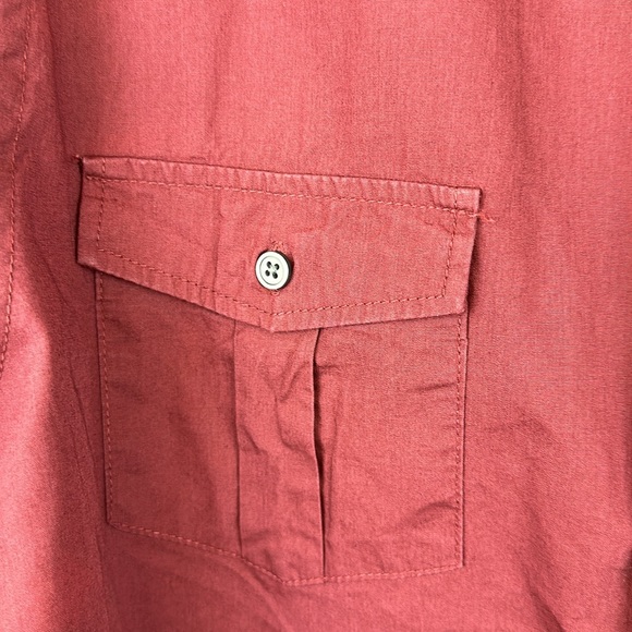 Vintage RED | Men’s L Large Cotton Maroon Grey Trim Long Sleeve Shirt Button - Picture 3 of 6